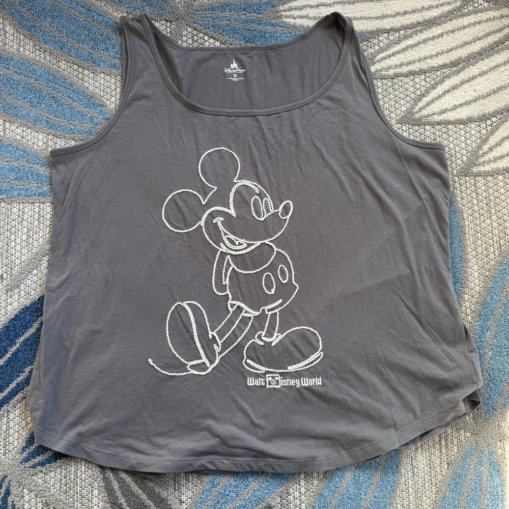 Disney Parks‎ Authentic Women’s Mickey Mouse Threaded Tank Top Size 2X Grey